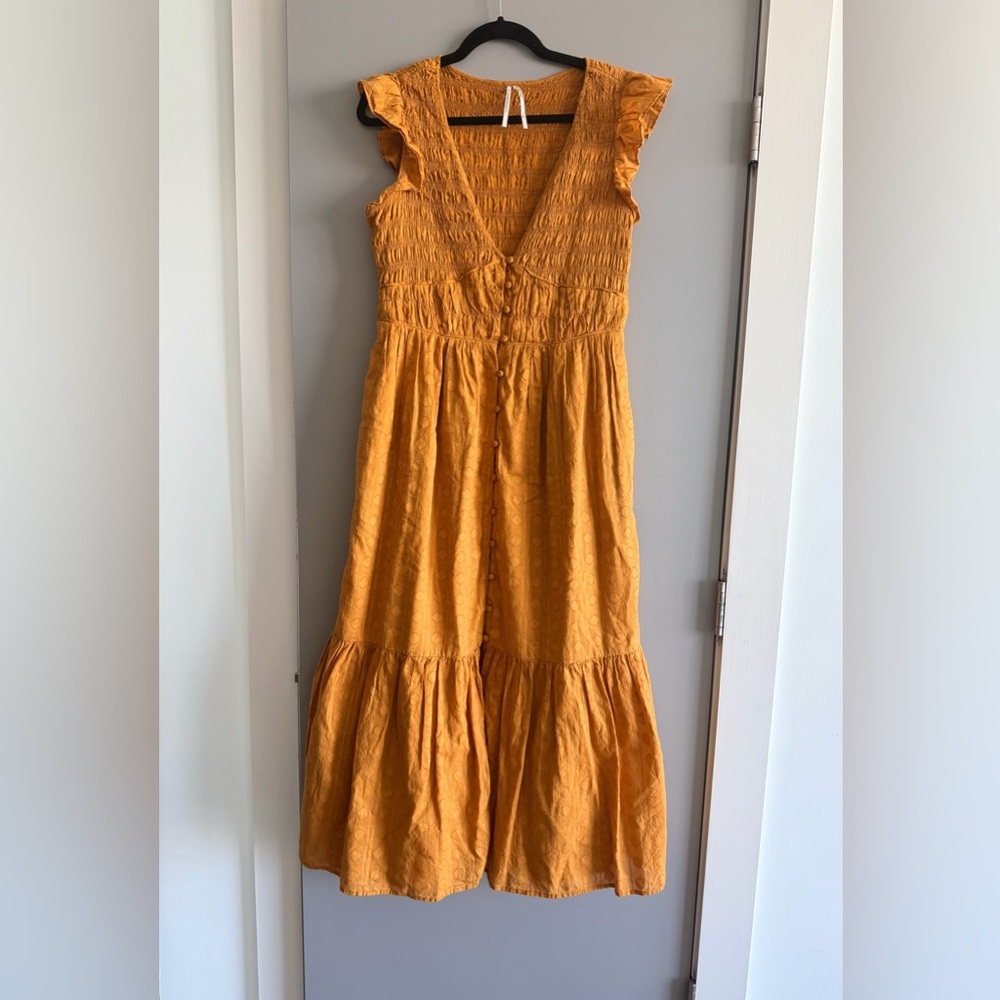 Anthropologie Peregrine Midi Dress, Yellow, Sz M